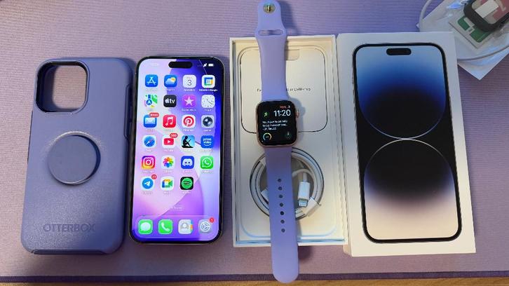 iPhone 14 Pro Max zilver 128gb+  GRATIS iWatch 40mm, Telecommunicatie, Mobiele telefoons | Apple iPhone, Zo goed als nieuw, 128 GB