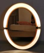 Vintage ovale Allibert spiegel met verlichting uit jaren 70, Huis en Inrichting, Woonaccessoires | Spiegels, Gebruikt, Ophalen of Verzenden
