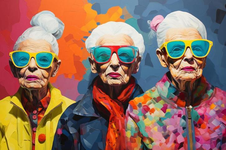 Felix van Horst - Groovy Grannies XXL, Antiek en Kunst, Kunst | Schilderijen | Modern, Ophalen