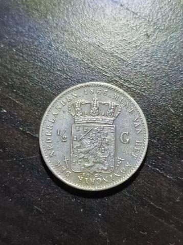 zilveren halve gulden 1866 beschikbaar voor biedingen