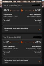 Vliegtickets Amsterdam/Milaan retour, Tickets en Kaartjes, Eén persoon