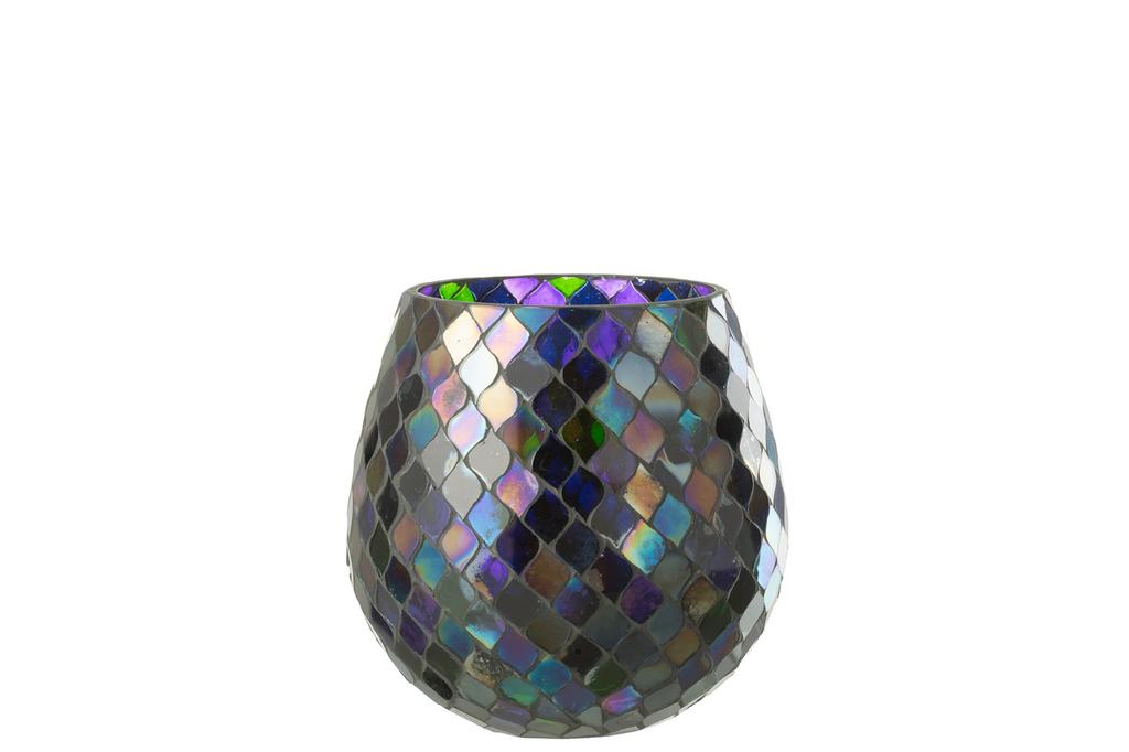 Windlicht Mozaiek Glas Paars Large, Huis en Inrichting, Veens Living, Nieuw, Elst, Info@veensliving.nl