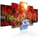 660 Waterval Natuur 5 Luik Canvas Schilderij 200x100 Nieuw, Ophalen of Verzenden