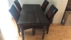 Eikenhouten eettafel met 4 stoelen, Ophalen, Gebruikt, Rechthoekig, 50 tot 100 cm