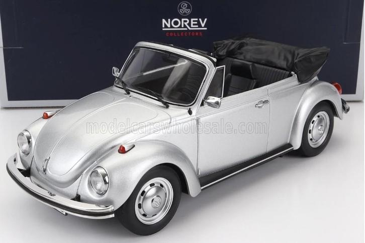1:18 Volkswagen Kever Cabriolet 1976 Grijs metallic Norev, Hobby en Vrije tijd, Modelauto's | 1:18, Nieuw, Auto, Norev, Ophalen of Verzenden