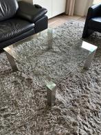 Glazen Salontafel Vierkant RVS 80x80, Huis en Inrichting, Tafels | Salontafels, Ophalen, Gebruikt, 50 tot 100 cm, Vierkant