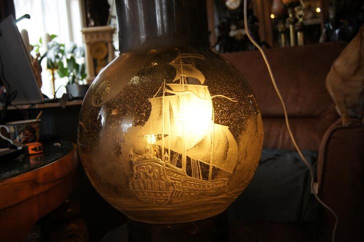 Grote Geetste vaas met antieke schepen, Antiek en Kunst, Antiek | Glas en Kristal, Ophalen