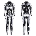 Dames catsuit 14 bodysuit robot zilveren sexy strak jumpsuit, Maat 38/40 (M), Verzenden, Nieuw, Overige thema's