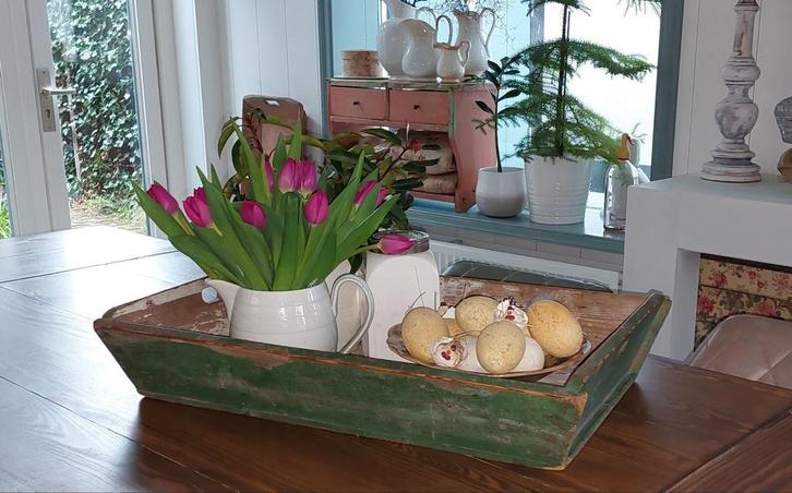 Schitterende grote mangelbak. In de oude verf., Antiek en Kunst, Curiosa en Brocante, Ophalen of Verzenden