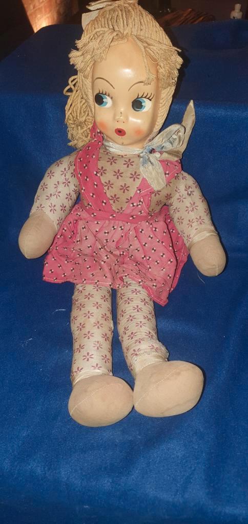 Vintage Stoffen Pop - Verzamelaarsobject, Antiek en Kunst, Antiek | Speelgoed, Ophalen of Verzenden