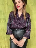 Vintage blouse - Delmod - paars/zwart - print, Kleding | Dames, Gedragen, Vintage, Ophalen of Verzenden, Paars