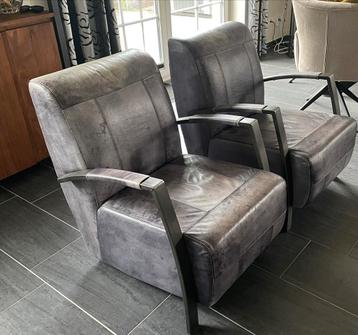 Buffellederen Fauteuils - Set van 2 beschikbaar voor biedingen