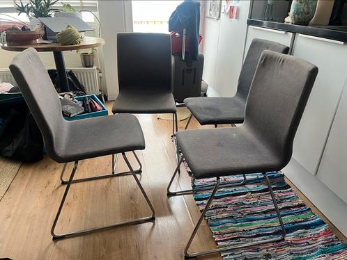 4x IKEA VOLFGANG stoelen – charcoal, modern design, Huis en Inrichting, Stoelen, Zo goed als nieuw, Eén, Metaal, Grijs, Ophalen