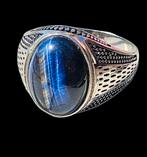 Prachtige Zilveren Ring met Blauwe Tijgeroog steen, Verzenden, Zo goed als nieuw, Dame, Zilver