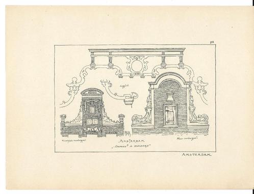 1900 - Amsterdam / Nieuwezijds Voorburgwal, Antiek en Kunst, Kunst | Etsen en Gravures, Ophalen of Verzenden