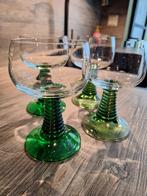 Vintage glazen met groen voetje, Ophalen, Gebruikt, Overige typen