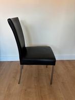 6 comfortabele Bert Plantagie leren eetkamerstoelen - zwart, Ophalen, Gebruikt, Zwart, Metaal