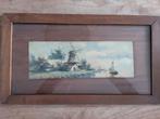 Antieke aquarel: Molen aan het water, V.d. Chattel 1900/1930, Antiek en Kunst, Ophalen