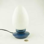 Vintage Glazen Ei Lamp - blauwe voet, Huis en Inrichting, Lampen | Tafellampen, Ophalen of Verzenden, Zo goed als nieuw, Nvt, Minder dan 50 cm