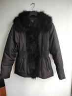 Korte bruine winterjas Nienhaus met bont maat 44, Bruin, Maat 42/44 (L), Ophalen of Verzenden, Zo goed als nieuw