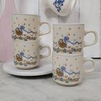 4 vintage mokken met ganzen, Keramiek, Ophalen of Verzenden, Zo goed als nieuw, Overige stijlen