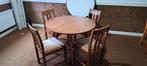 Te koop vintage retro eettafel rond uitschuifbaar stoelen, Huis en Inrichting, Complete eetkamers, Ophalen, Gebruikt, 4 tot 6 stoelen