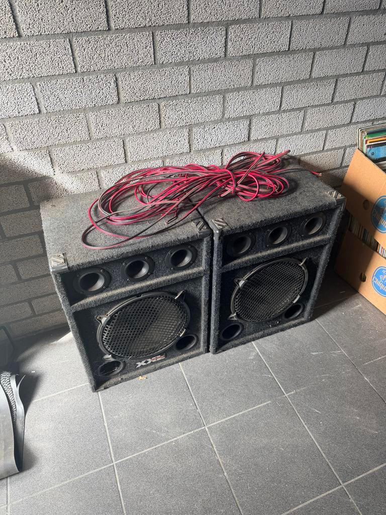 2 Grote XXL Power Speakers, Gebruikt, 120 watt of meer, Front, Rear of Stereo speakers, Ophalen