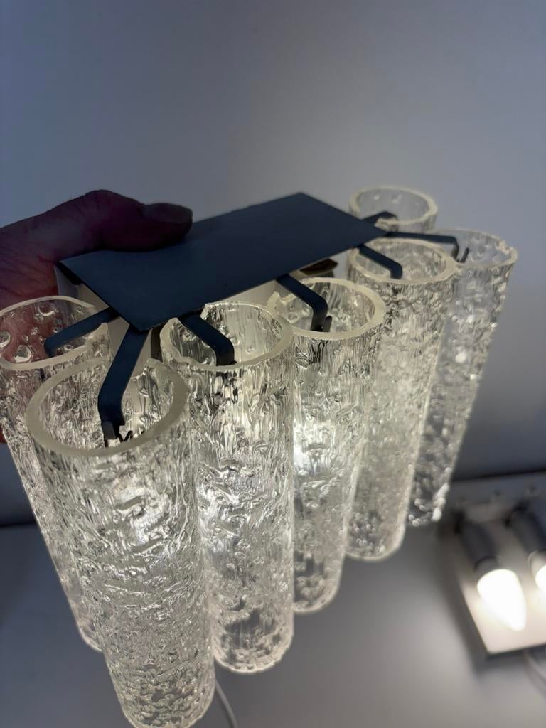 Set van 2 wandlampen van ijsglas van Doria, Duitsland, 1960, Ophalen of Verzenden, Zo goed als nieuw, Glas