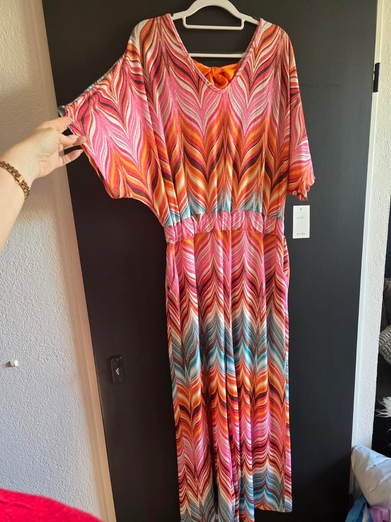 Nieuwe jumpsuit roze oranje 40 42 44, Kleding | Dames, Jumpsuits, Ophalen of Verzenden, Nieuw, Maat 42/44 (L), Oranje