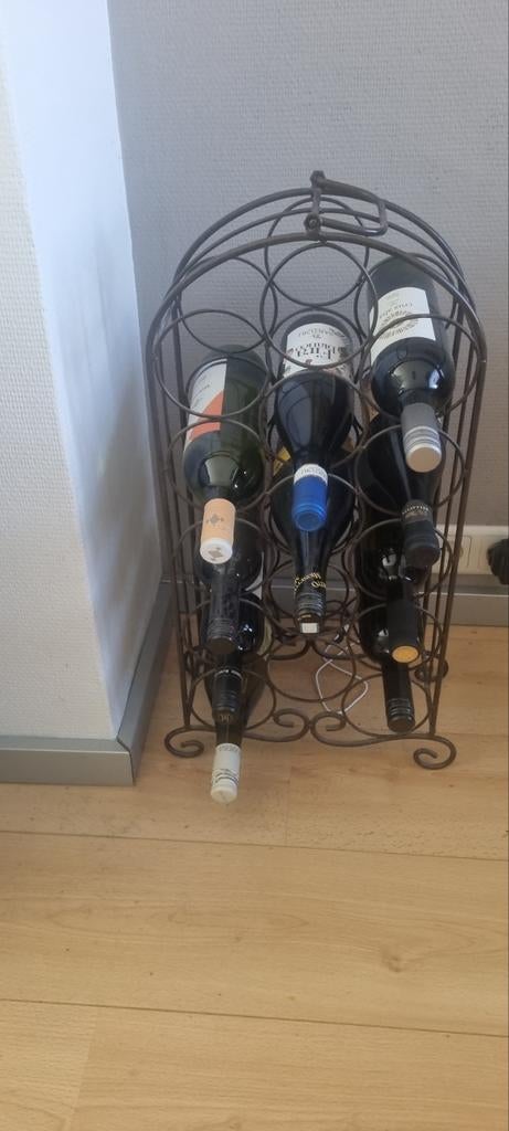 Decoratief metalen wijnrek voor 15 flessen, Huis en Inrichting, Woonaccessoires | Wijnrekken, Ophalen of Verzenden, Metaal, Minder dan 50 cm