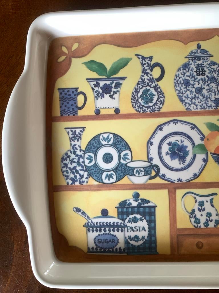 Melamine dienblad met Delfts blauw decoratie, Ophalen of Verzenden, Zo goed als nieuw, Rechthoekig, Kunststof