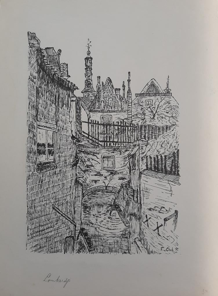 9 Markante Nostalgische Pentekeningen Den Bosch en Vught, Antiek en Kunst, Ophalen