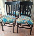 4 houten eetkamerstoelen samen voor €25,00 zie omschrijving, Ophalen, Gebruikt, Zwart, Vier