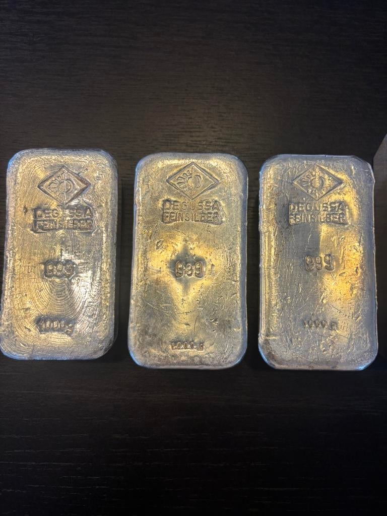 Degussa zilver baar 1 kilo, Postzegels en Munten, Edelmetalen en Baren, Ophalen, Zilver