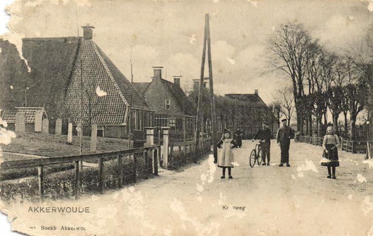 Akkerwoude - Kerkweg - B-keus - gelopen, Verzamelen, Ansichtkaarten | Nederland, Gelopen, Friesland, Voor 1920, Ophalen of Verzenden