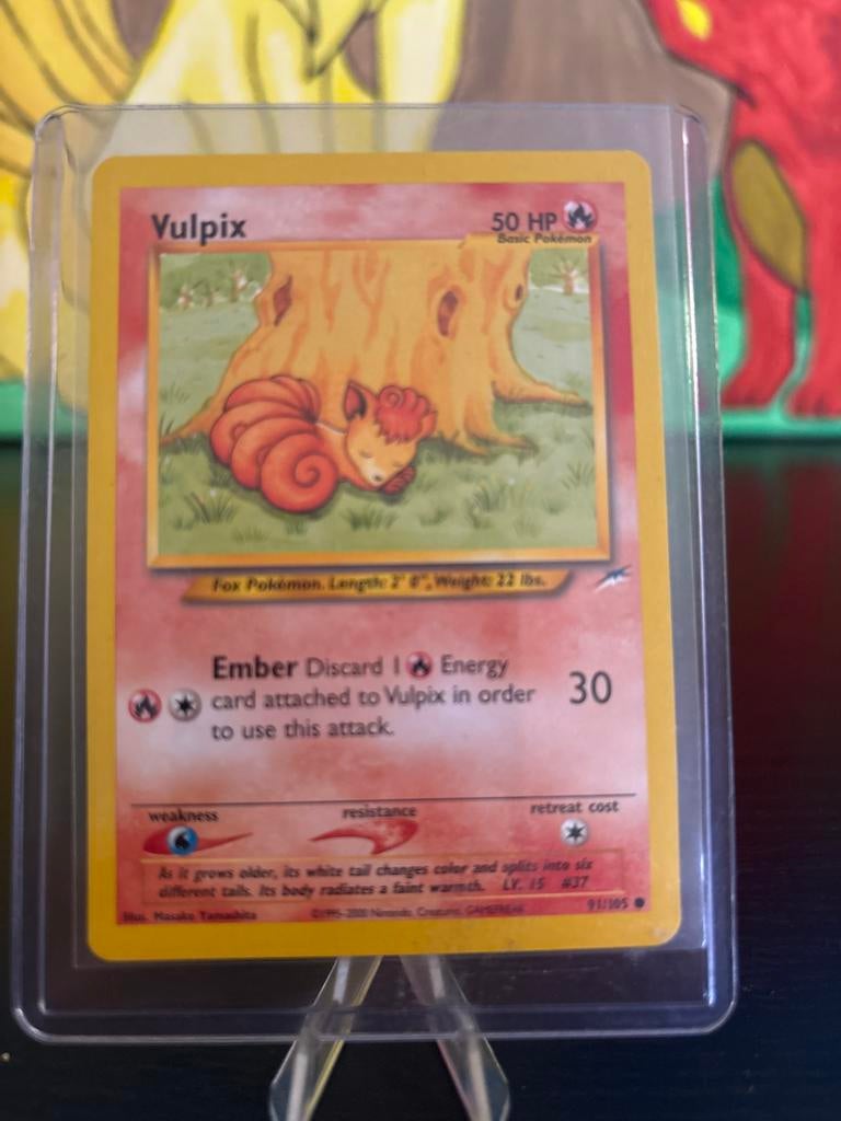 Vulpix Pokémon Kaart 91/105 -, Ophalen of Verzenden, Zo goed als nieuw, Losse kaart