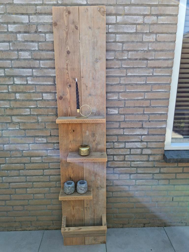 Steiger houten wandrek met planken, Ophalen