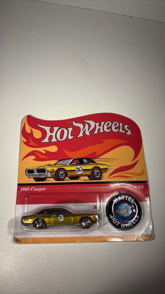 Cougar 1968 mattel 50 th hot wheels 1.64, Auto, Ophalen of Verzenden, A, A