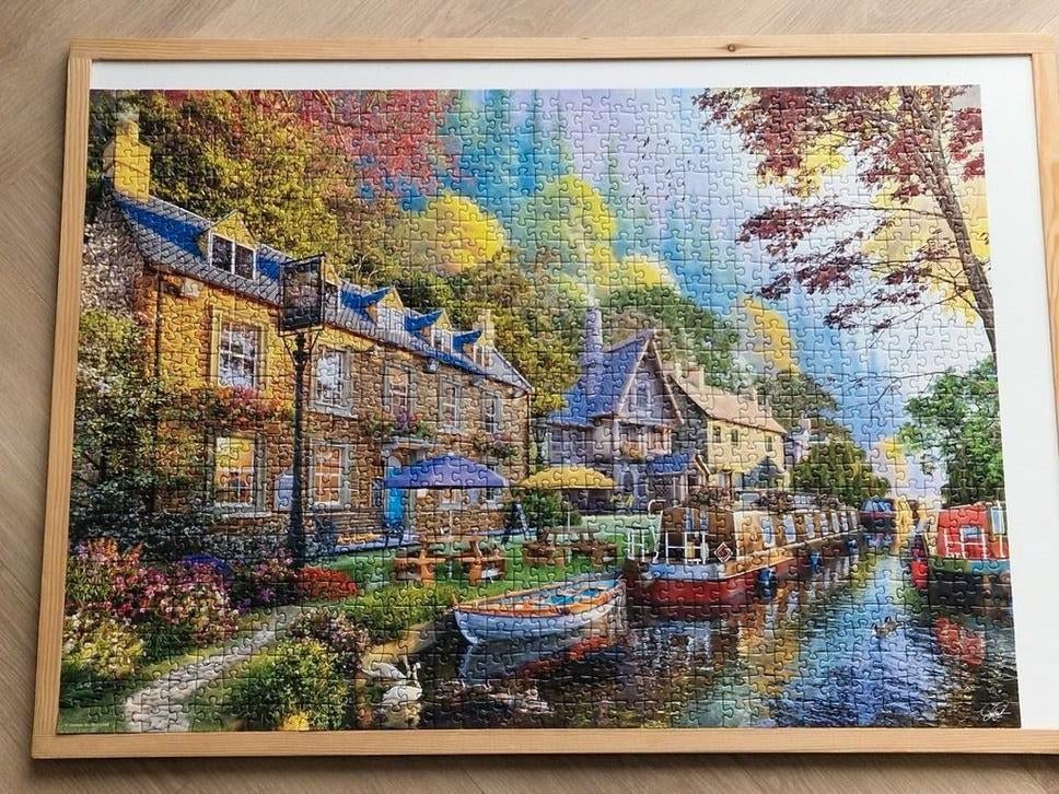 Ravensburger Legpuzzel 1000 stukjes - Canal Side Lane, Ophalen of Verzenden, 500 t/m 1500 stukjes