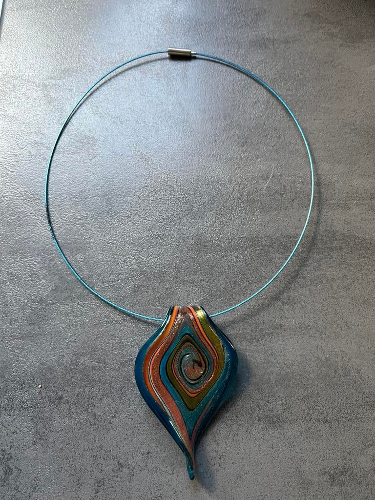 Ketting met glazen hanger Murano Style, Overige kleuren, Ophalen of Verzenden, Zo goed als nieuw, Overige materialen