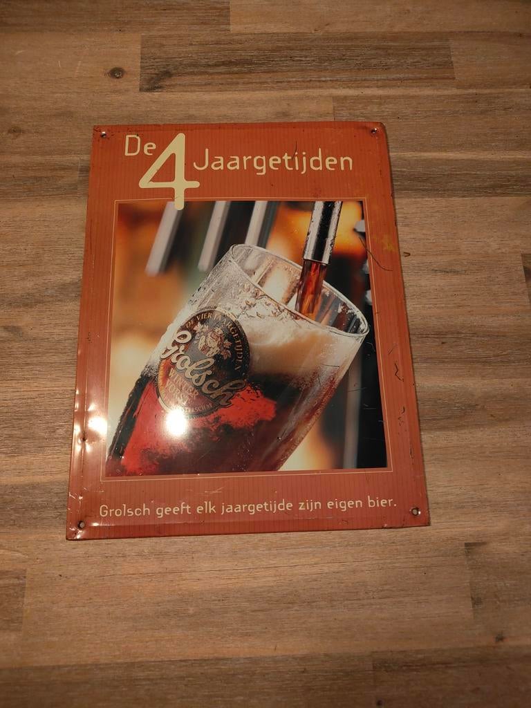 Grolsch Reclamebord - De 4 Jaargetijden - Winter Vorst, Verzamelen, Ophalen of Verzenden, Gebruikt, Reclamebord, Plaat of Schild