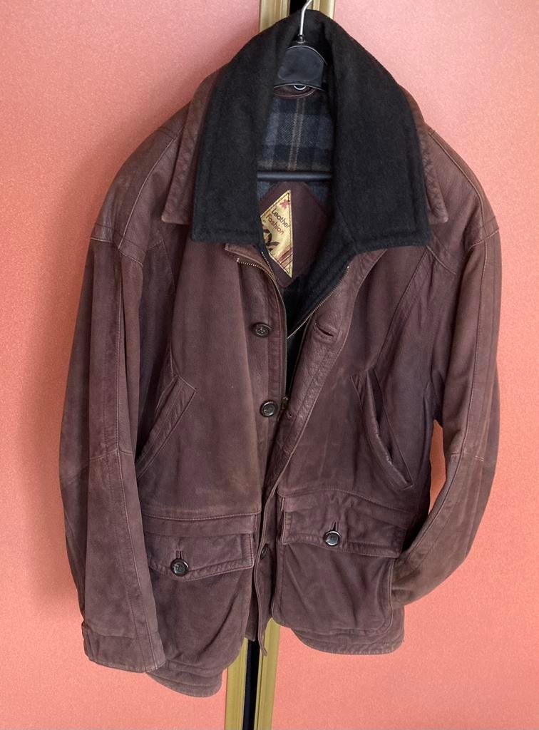 Leather fashion by km heren jas bruin rundleer 52😍mooi❣️, Kleding | Heren, Verzenden, Gedragen, Maat 52/54 (L), Bruin
