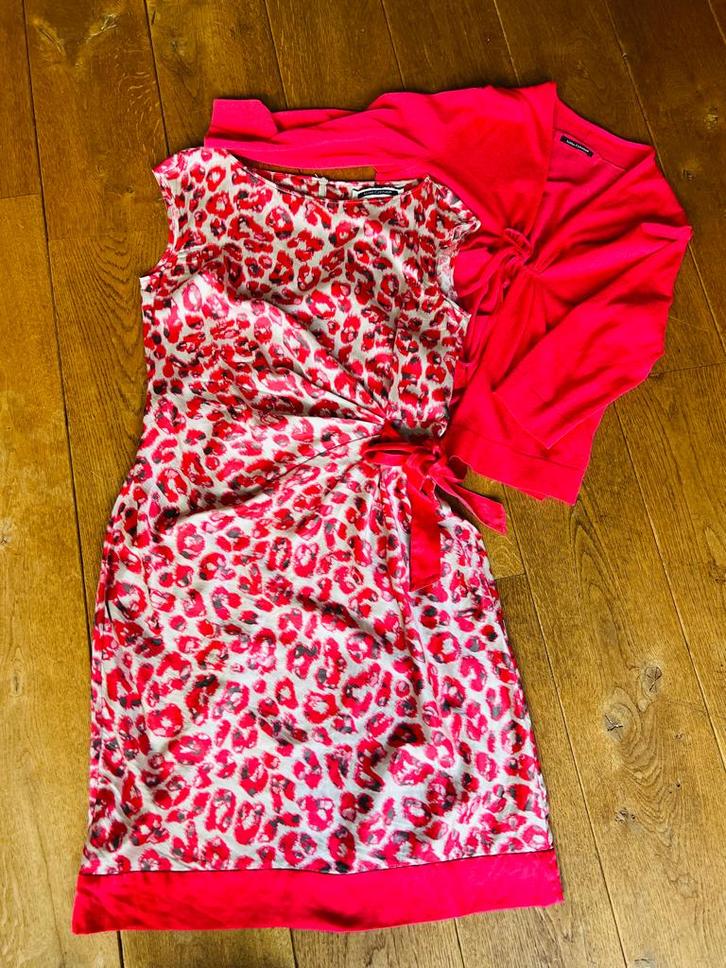 Luisa Cerano  2 delig zijde jurk + Vest M, Kleding | Dames, Jurken, Zo goed als nieuw, Maat 38/40 (M), Onder de knie, Ophalen of Verzenden