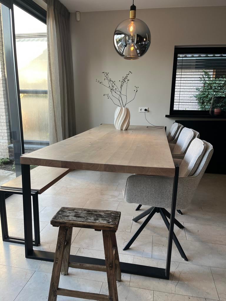 Masief eiken eettafel 240x 100, Ophalen, 100 tot 150 cm, 200 cm of meer, Zo goed als nieuw