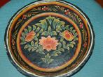 Kasjmier India: papiermache schaal met met bloemen, Ophalen of Verzenden