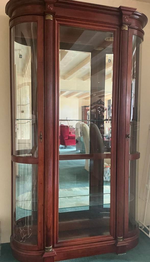 Grote klassieke vitrinekast met gebogen glas – displaykast, Ophalen, 50 tot 100 cm, 25 tot 50 cm, Glas