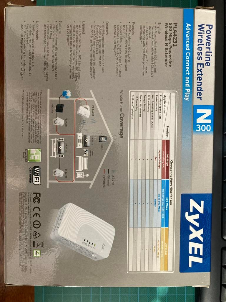ZyXEL Powerline Wireless Extender PLA4231 N300, Computers en Software, Powerlines, Zo goed als nieuw, Ophalen