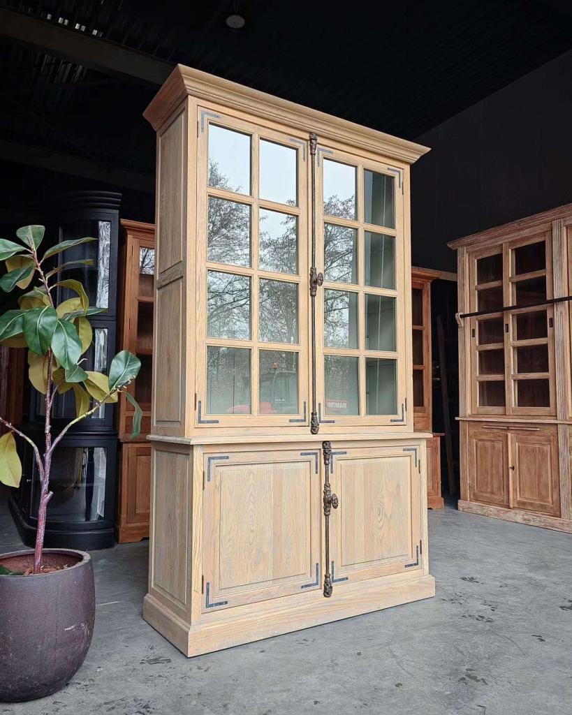 Zeer mooie eikenhouten vitrinekast | Franse buffetkast #2658, Huis en Inrichting, Kasten | Buffetkasten, Niet ingevuld, 100 tot 150 cm