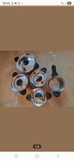 Bk pannen voor op gasfornuis, Ophalen of Verzenden, Gebruikt, Rvs, Pannenset