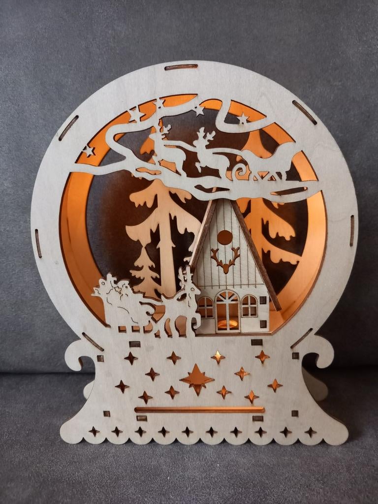 Mooi kerst tafereel met verlichting, Ophalen of Verzenden, Gebruikt